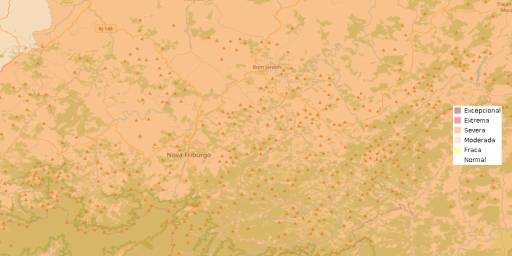 Nova Friburgo e Bom Jardim têm condição de "seca severa" em mapa do Cemaden