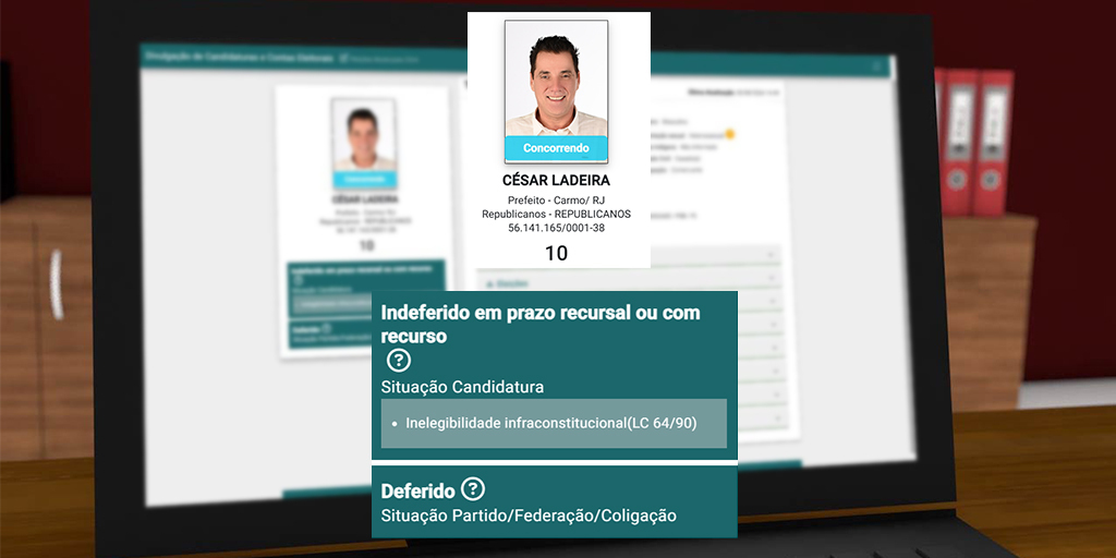 Situação de candidatura de César Ladeira (Republicanos) na tarde desta terça-feira, 3, em plataforma do TSE