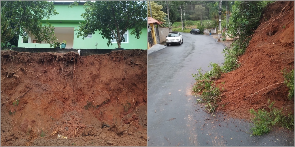 Queda de barreira na Chácara do Paraíso nesta segunda-feira, 23