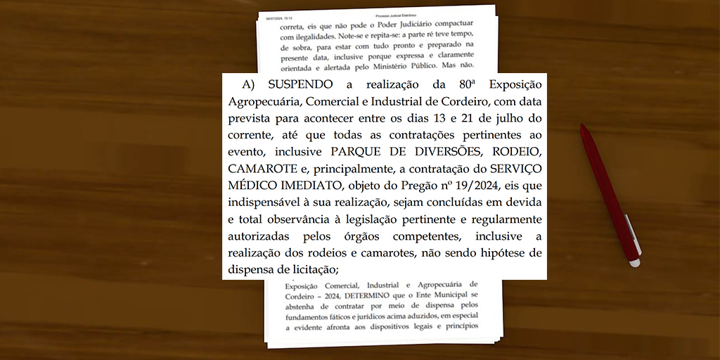 Decisão judicial determina suspensão da 80ª edição da Exposição de Cordeiro